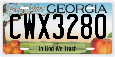GA license plate CWX3280