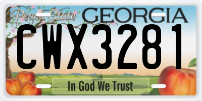 GA license plate CWX3281