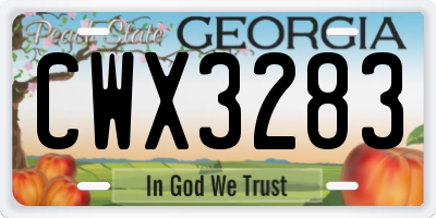 GA license plate CWX3283