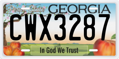 GA license plate CWX3287