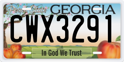 GA license plate CWX3291