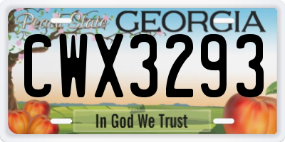 GA license plate CWX3293