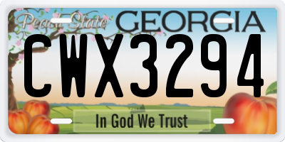 GA license plate CWX3294