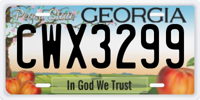 GA license plate CWX3299