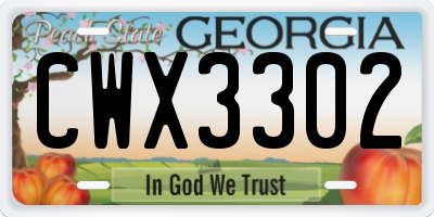 GA license plate CWX3302