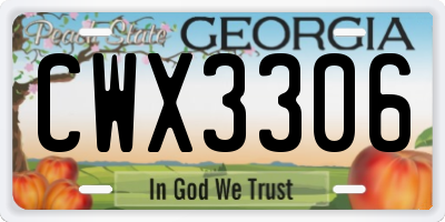 GA license plate CWX3306