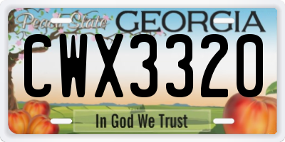 GA license plate CWX3320