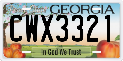 GA license plate CWX3321