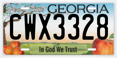 GA license plate CWX3328