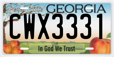 GA license plate CWX3331