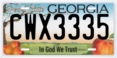 GA license plate CWX3335