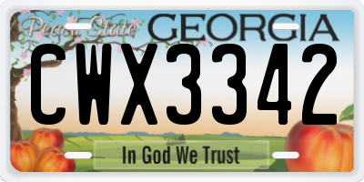 GA license plate CWX3342