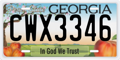 GA license plate CWX3346