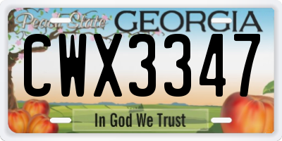 GA license plate CWX3347
