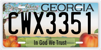 GA license plate CWX3351