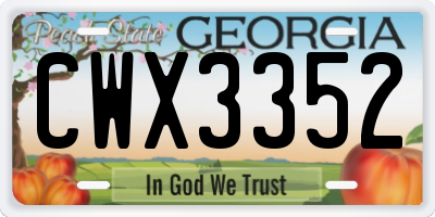 GA license plate CWX3352