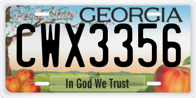 GA license plate CWX3356