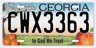GA license plate CWX3363