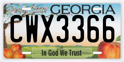 GA license plate CWX3366