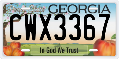 GA license plate CWX3367