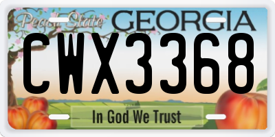 GA license plate CWX3368