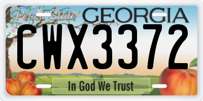GA license plate CWX3372