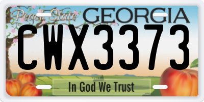 GA license plate CWX3373
