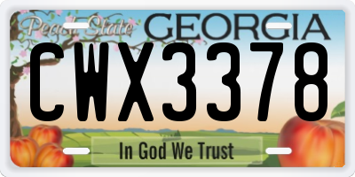 GA license plate CWX3378