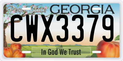 GA license plate CWX3379