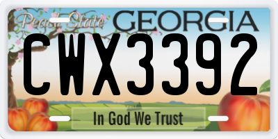 GA license plate CWX3392