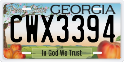 GA license plate CWX3394
