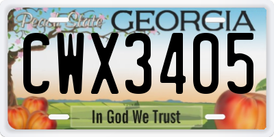 GA license plate CWX3405