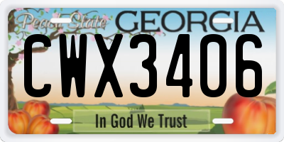 GA license plate CWX3406