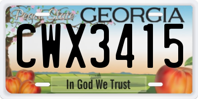 GA license plate CWX3415