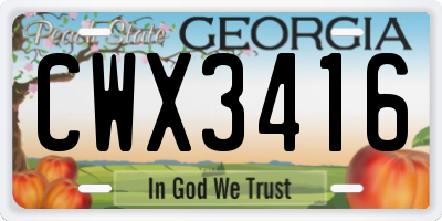 GA license plate CWX3416