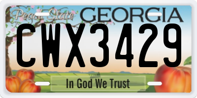 GA license plate CWX3429