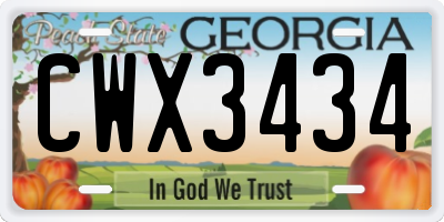 GA license plate CWX3434