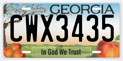 GA license plate CWX3435