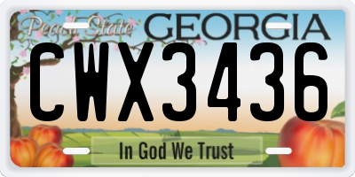 GA license plate CWX3436