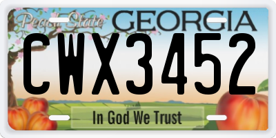 GA license plate CWX3452