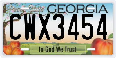 GA license plate CWX3454
