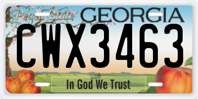 GA license plate CWX3463