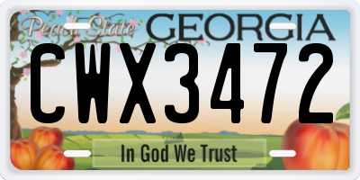 GA license plate CWX3472