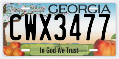 GA license plate CWX3477