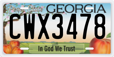 GA license plate CWX3478