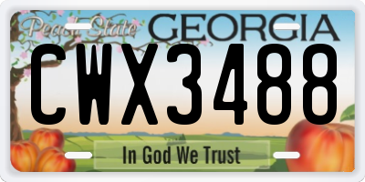 GA license plate CWX3488