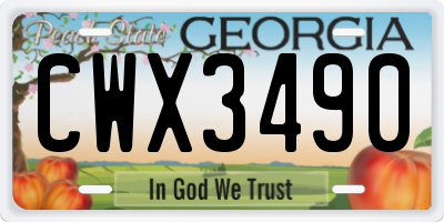 GA license plate CWX3490