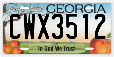 GA license plate CWX3512