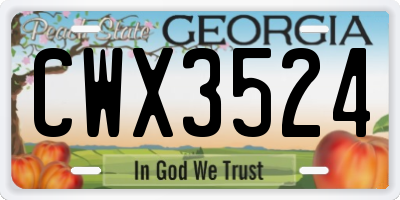 GA license plate CWX3524
