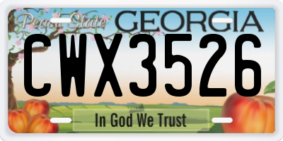 GA license plate CWX3526